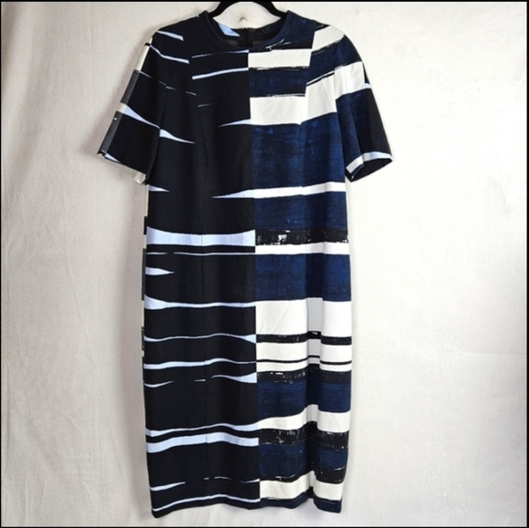 Arkis Punto Ponty Kint Abstract Fitted Midi Dress Size 14 - Picture 9 of 9